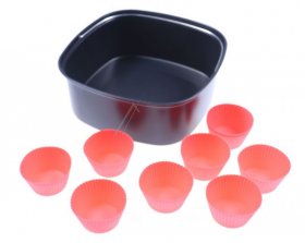 Philips Saeco Cup - 882995600270 Hd9956-00 Baking Kit For Airfryer Baking Cupcake Cases Black And Red