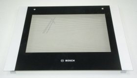 Oven outer Door - 20005919 Glass Front Panel For 60cm Appliances Colour:black stainless Steel With Glued Plastic Holders [Bosch Siemens]