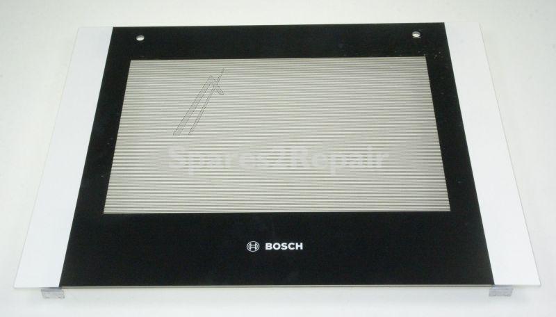 Oven outer Door - 20005919 Glass Front Panel For 60cm Appliances Colour:black stainless Steel With Glued Plastic Holders [Bosch Siemens]